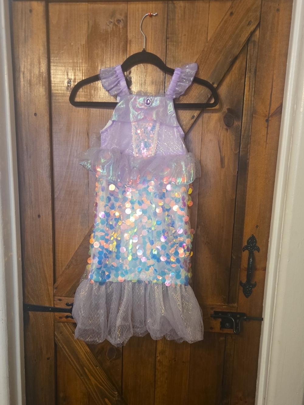 Lilac Mermaid Sequin Kids Costume Dress - Iridescent Purple